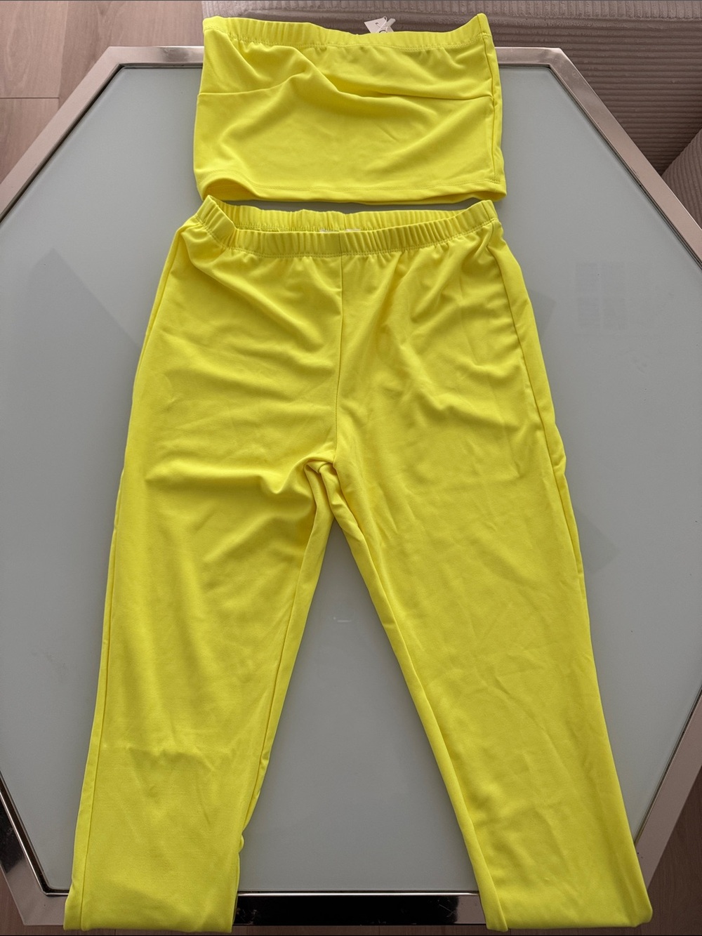 Neon Yellow Stretch Leggings Set